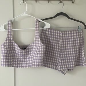Zara two piece lavender gingham set